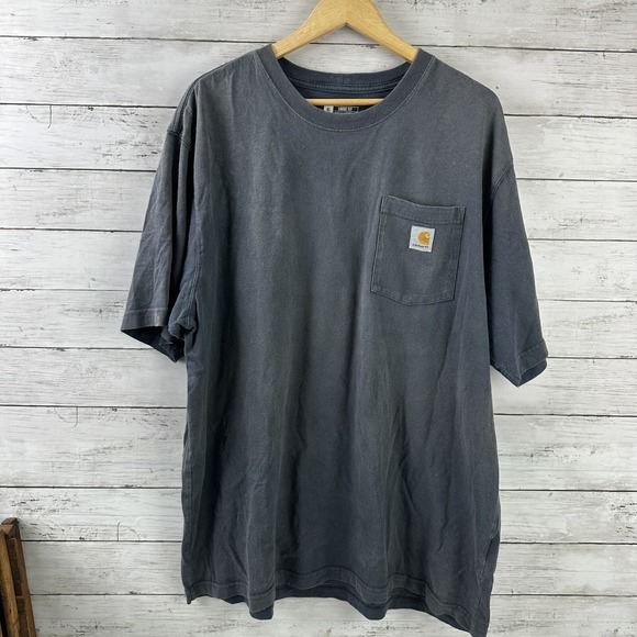 Carhartt Men's XL Loose Fit Short Sleeve‎ Pocket T Shirt Blue K87 BLS - Picture 1 of 9